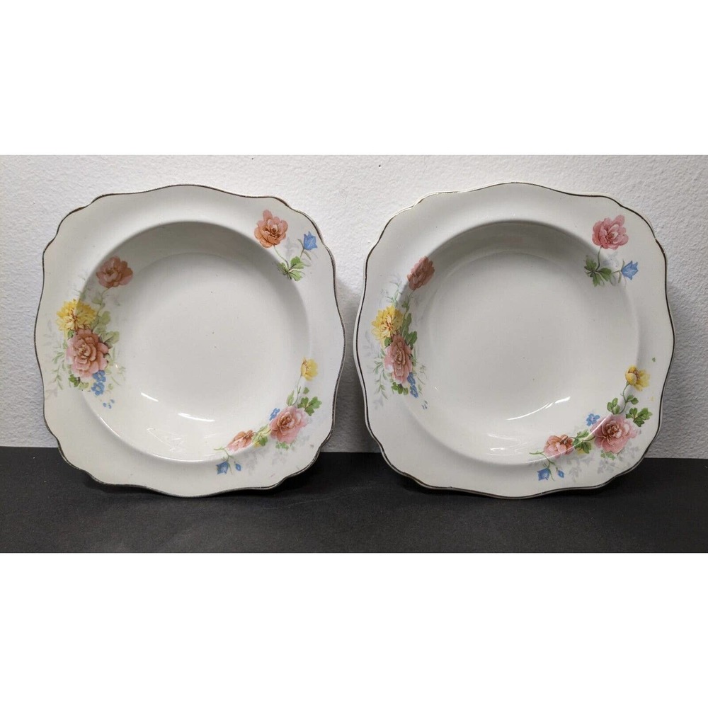 2 Vintage Floral Bone China Fruit/Trinket Dish/Bowl Made in England Scalloped